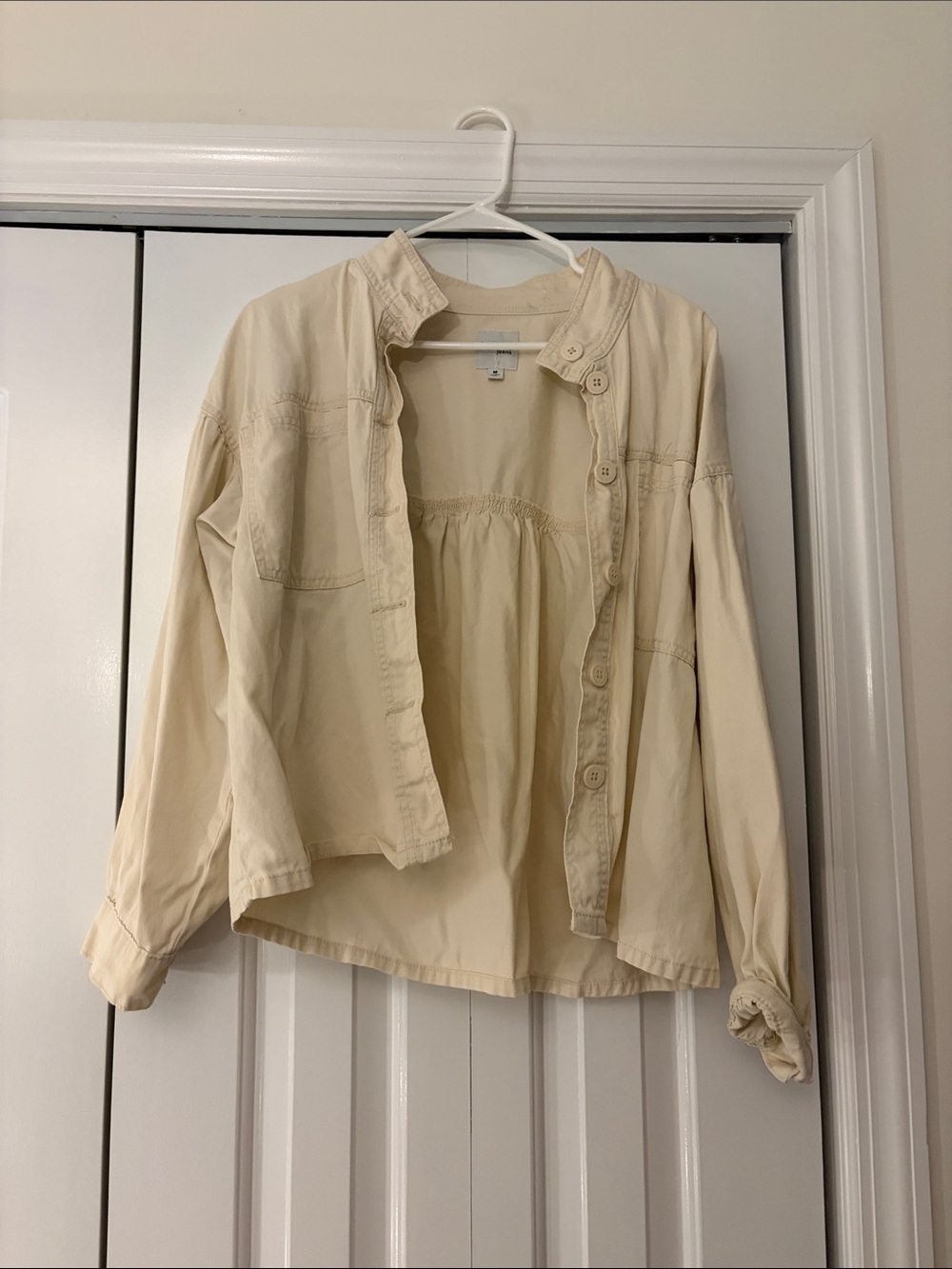 Kenzie jeans light Cream Button-Front Lightweight Jacket
